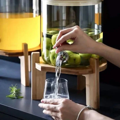 Sunrise Amber Glass Dispenser with Airtight Lid and Stand