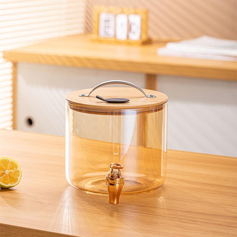 Sunrise Amber Glass Dispenser with Airtight Lid and Stand