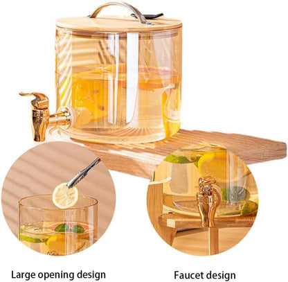 Sunrise Amber Glass Dispenser with Airtight Lid and Stand