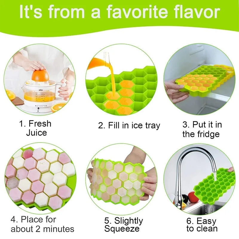 Flexible Honeycomb Ice Tray With Lid