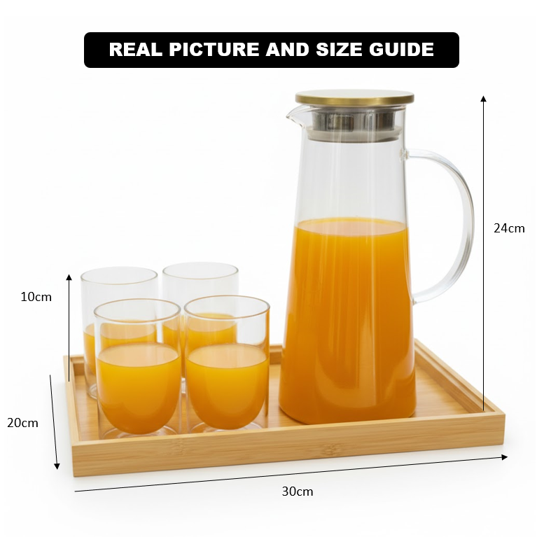 8-Pieces Pitcher & Glass Set with Tray