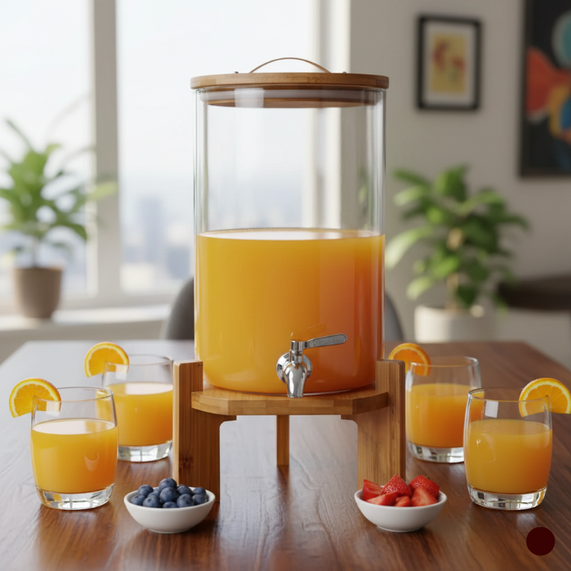 Sunrise Amber Glass Dispenser with Airtight Lid and Stand