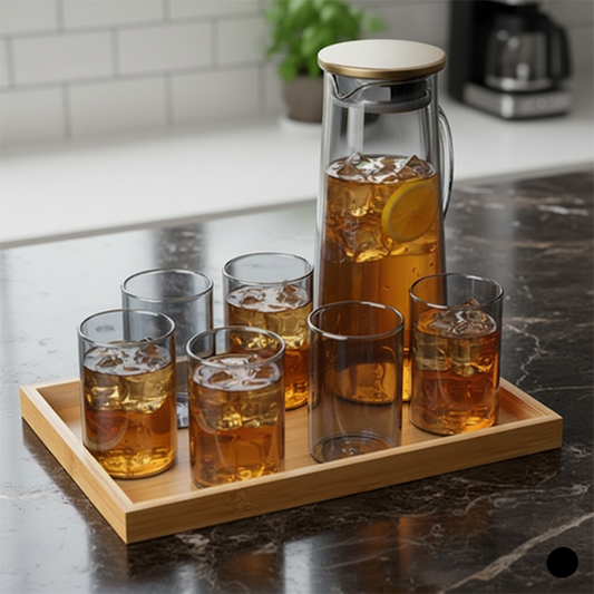 8-Pieces Pitcher & Glass Set with Tray