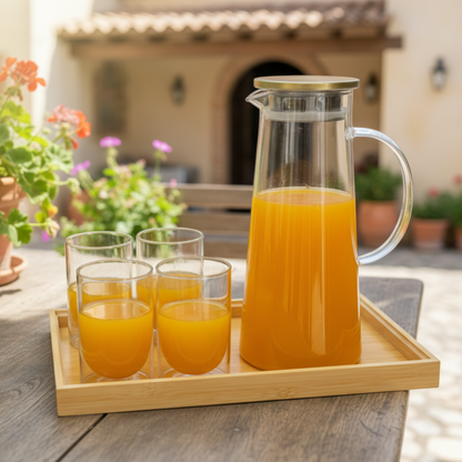 8-Pieces Pitcher & Glass Set with Tray