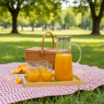 8-Pieces Pitcher & Glass Set with Tray