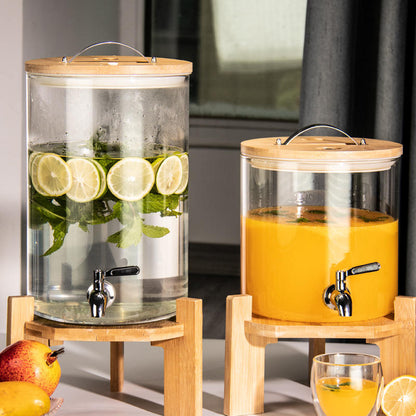 Sunrise Amber Glass Dispenser with Airtight Lid and Stand