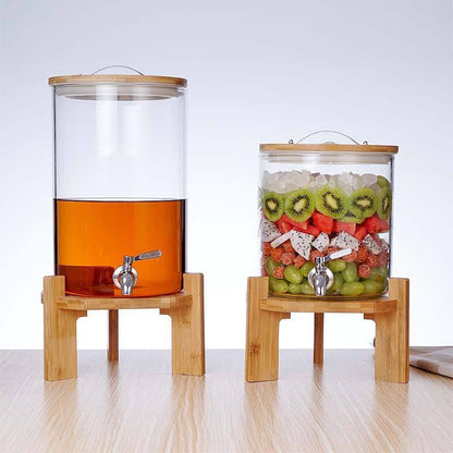 Sunrise Amber Glass Dispenser with Airtight Lid and Stand