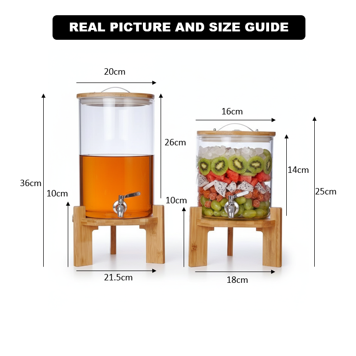 Sunrise Amber Glass Dispenser with Airtight Lid and Stand