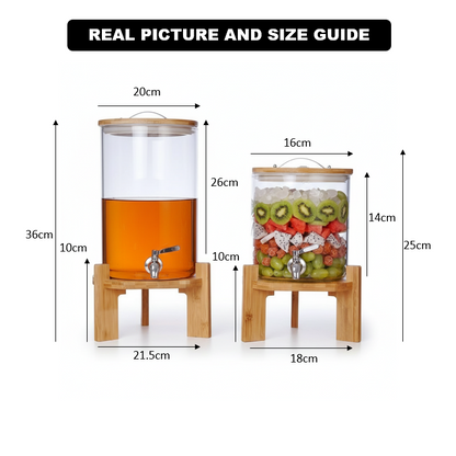Sunrise Amber Glass Dispenser with Airtight Lid and Stand