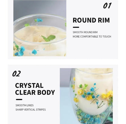 Double-Wall Heat Resistant Glass Cup with Dried Flower Art