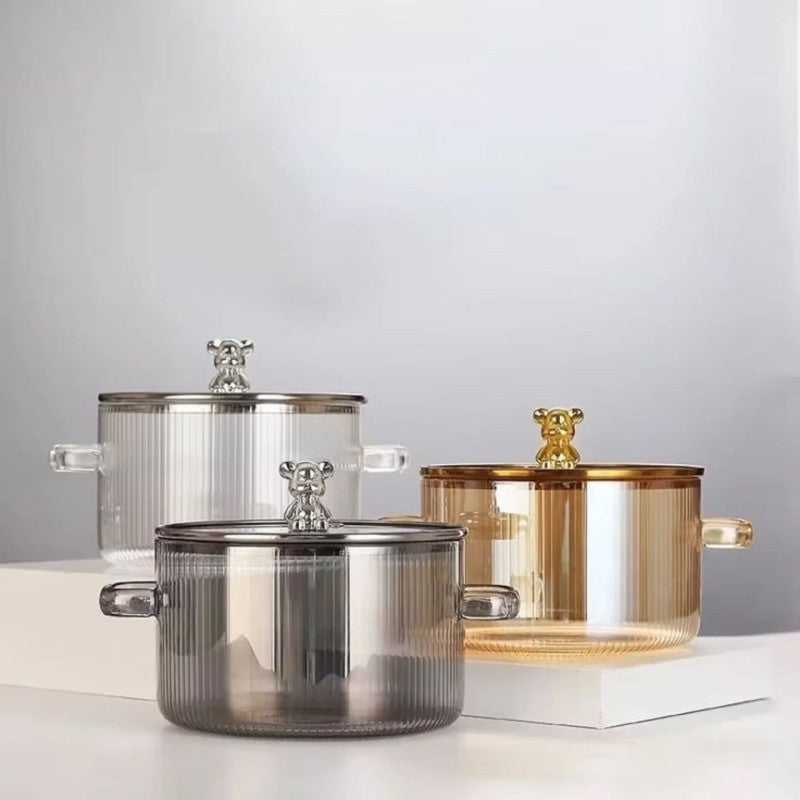 Glass Saucepan with Lid 2L